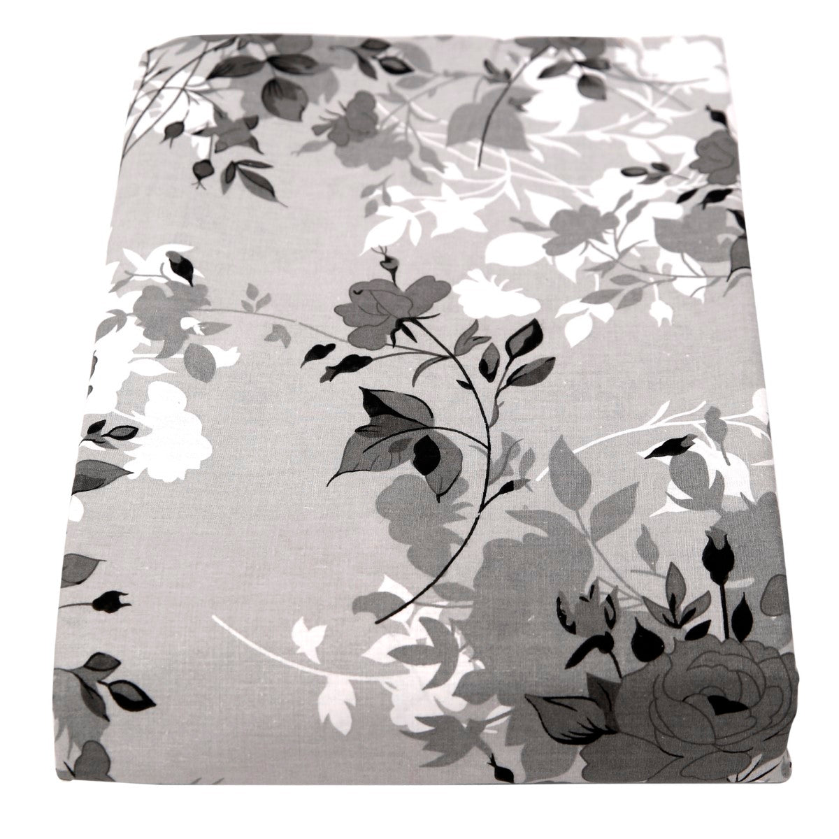 Grey Floral Double Bed Sheet 90x100"