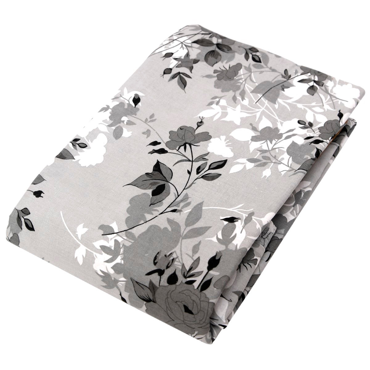 Grey Floral Double Bed Sheet 90x100"