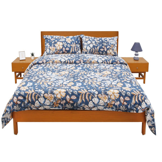 Navy Florals Double Quilt Cover 90x96" Cotton