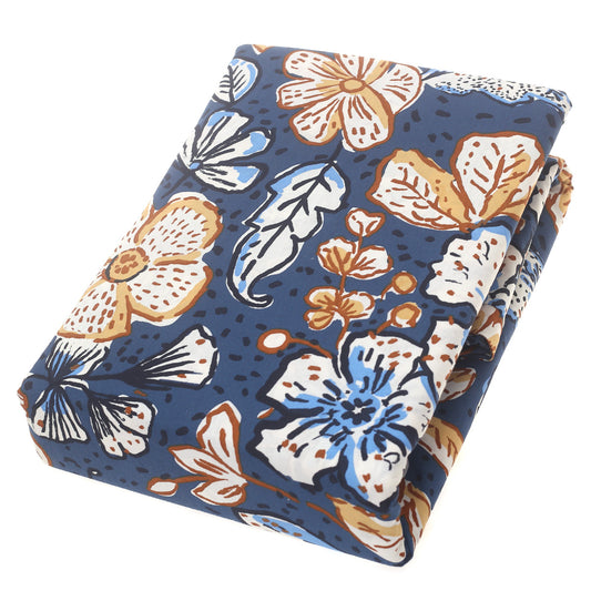 Navy Florals Double Quilt Cover 90x96" Cotton