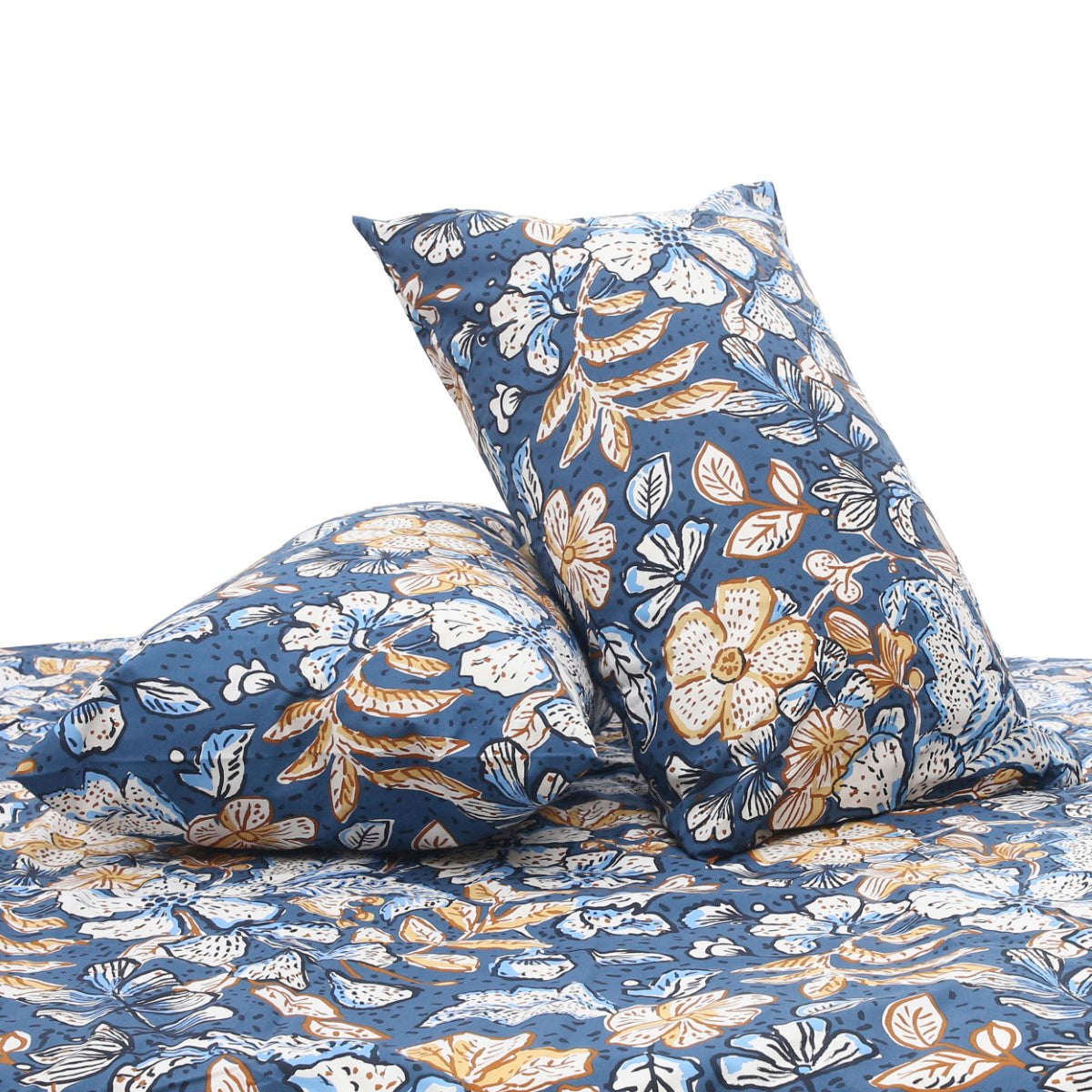 Navy Florals Double Quilt Cover 90x96" Cotton