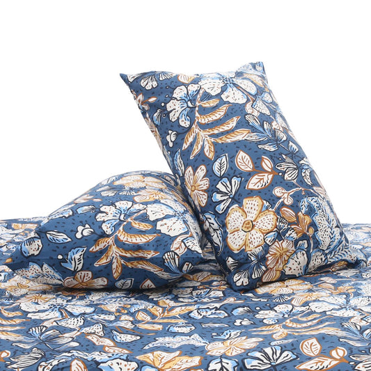 Navy Florals Double Quilt Cover 90x96" Cotton