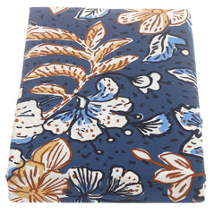 Double Bed Sheet Cotton Blue & Orange 96X102" Rotary Printing