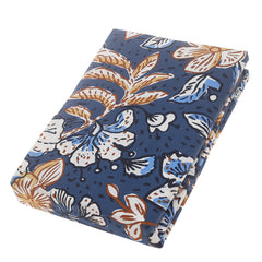 Double Bed Sheet Cotton Blue & Orange 96X102" Rotary Printing