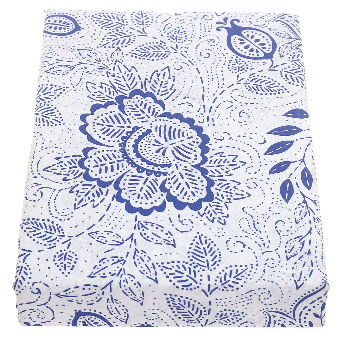 Double Bed Sheet Cotton Blue & White 96X102" Rotary Printing