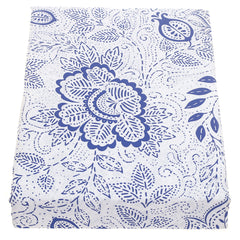 Double Bed Sheet Cotton Blue & White 96X102" Rotary Printing