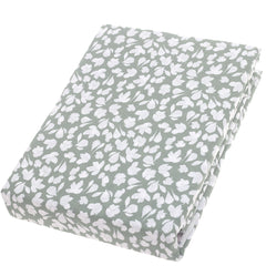Double Bed Sheet Cotton Green & White 96X102" Rotary Printing