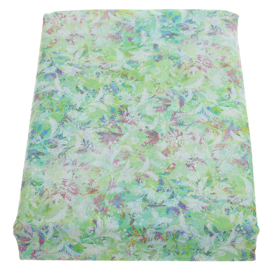 Double Bed Sheet Percale Green & Purple 96X102" Digital Print
