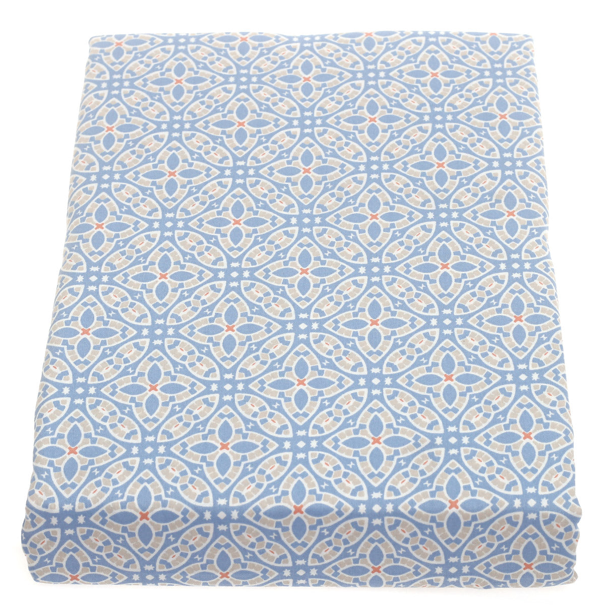 Double Bed Sheet Satin Sky Blue & White 96X102" Rotary Printing