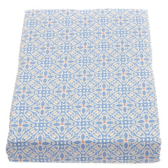 Double Bed Sheet Satin Sky Blue & White 96X102" Rotary Printing