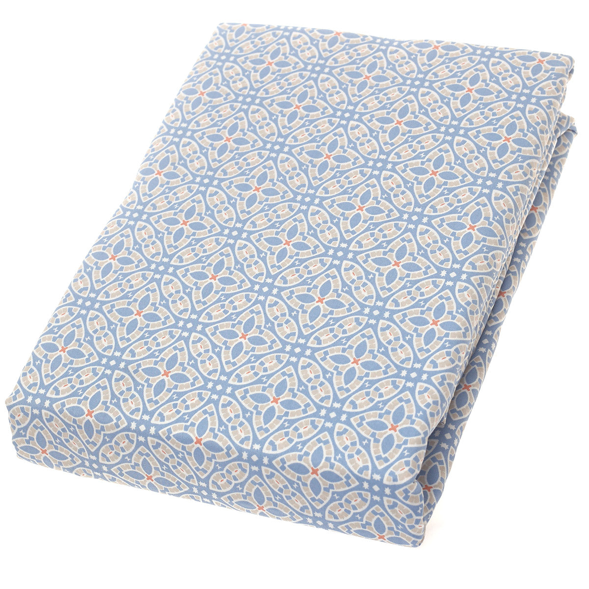 Double Bed Sheet Satin Sky Blue & White 96X102" Rotary Printing