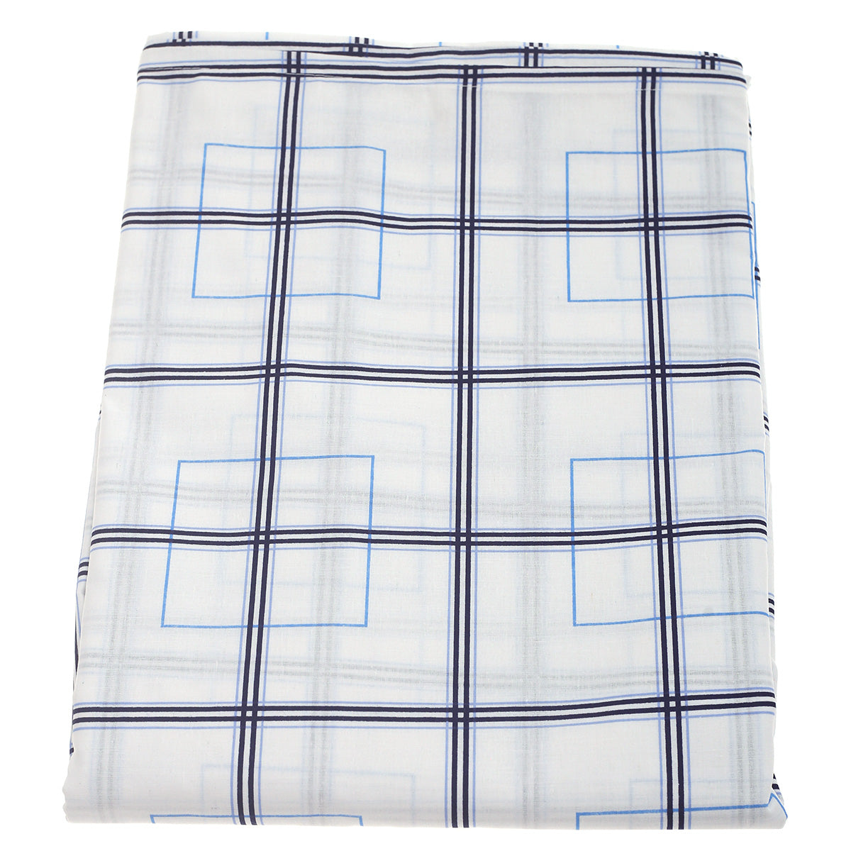 Blue  Box Geometric Double Bed Sheet 90x100"