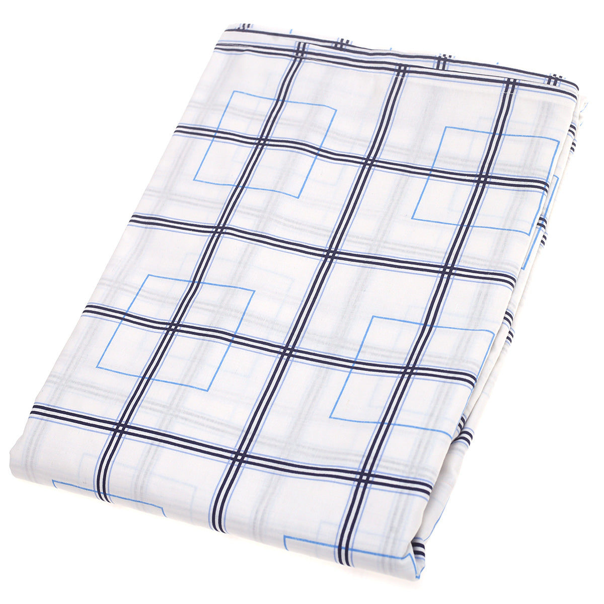 Blue  Box Geometric Double Bed Sheet 90x100"