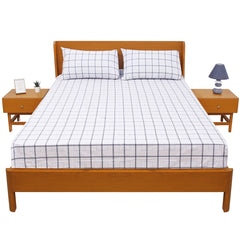 Blue  Box Geometric Double Bed Sheet 90x100"