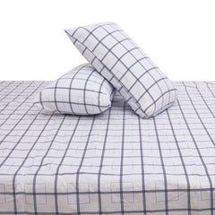 Blue  Box Geometric Double Bed Sheet 90x100"