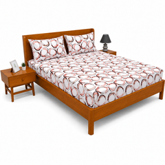 Brown & Black Circle Double Bed Sheet 90x100" | Modern Printed Bedsheet for Elegant Bedroom Style
