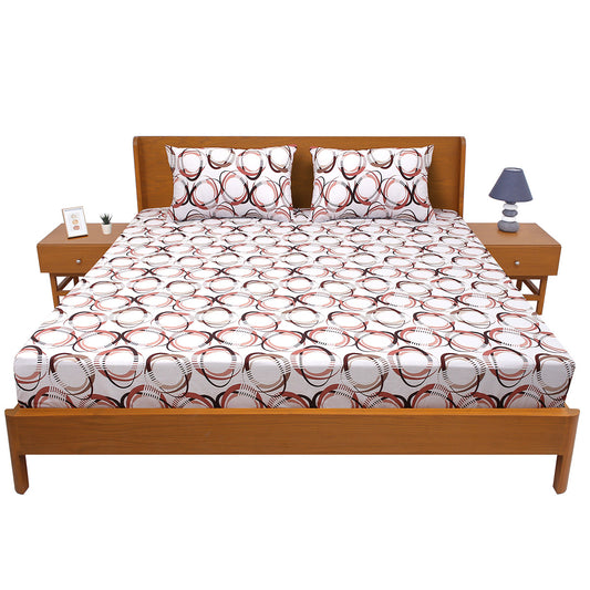 Brown & Black Circle Double Bed Sheet 90x100"
