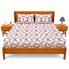 Brown & Black Circle Double Bed Sheet 90x100" | Modern Printed Bedsheet for Elegant Bedroom Style