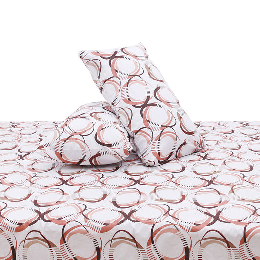 Brown & Black Circle Double Bed Sheet 90x100" | Modern Printed Bedsheet for Elegant Bedroom Style