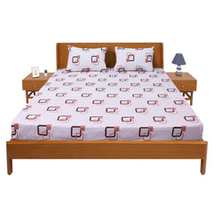 Brown & Black Geometric Double Bed Sheet 90x100"