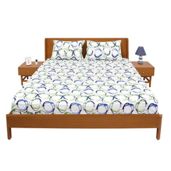 Brown & Blue Circle Double Bed Sheet 90x100"