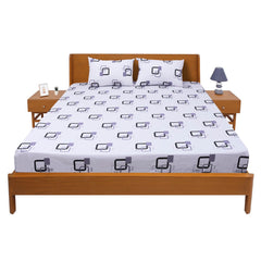 Grey & Black Geometric Double Bed Sheet 90x100"