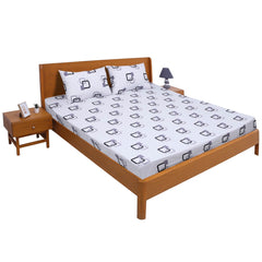 Grey & Black Geometric Double Bed Sheet 90x100"