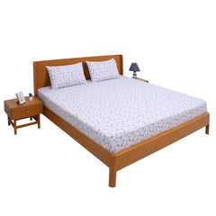 Orange Floral Double Bed Sheet 90x100"