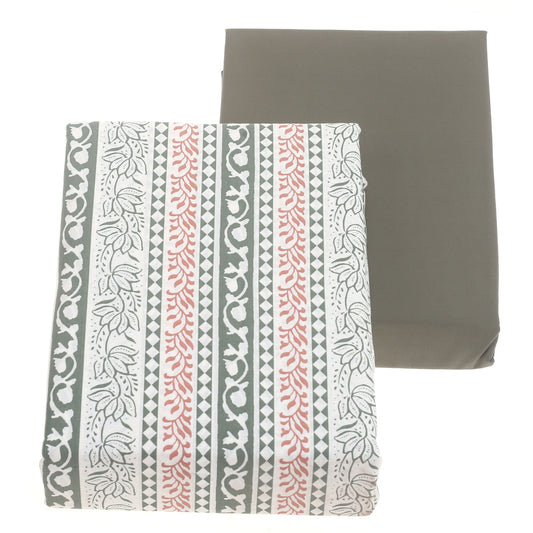 Linear Florals Double Bed Sheet Set – 6 Piece Bedding Collection