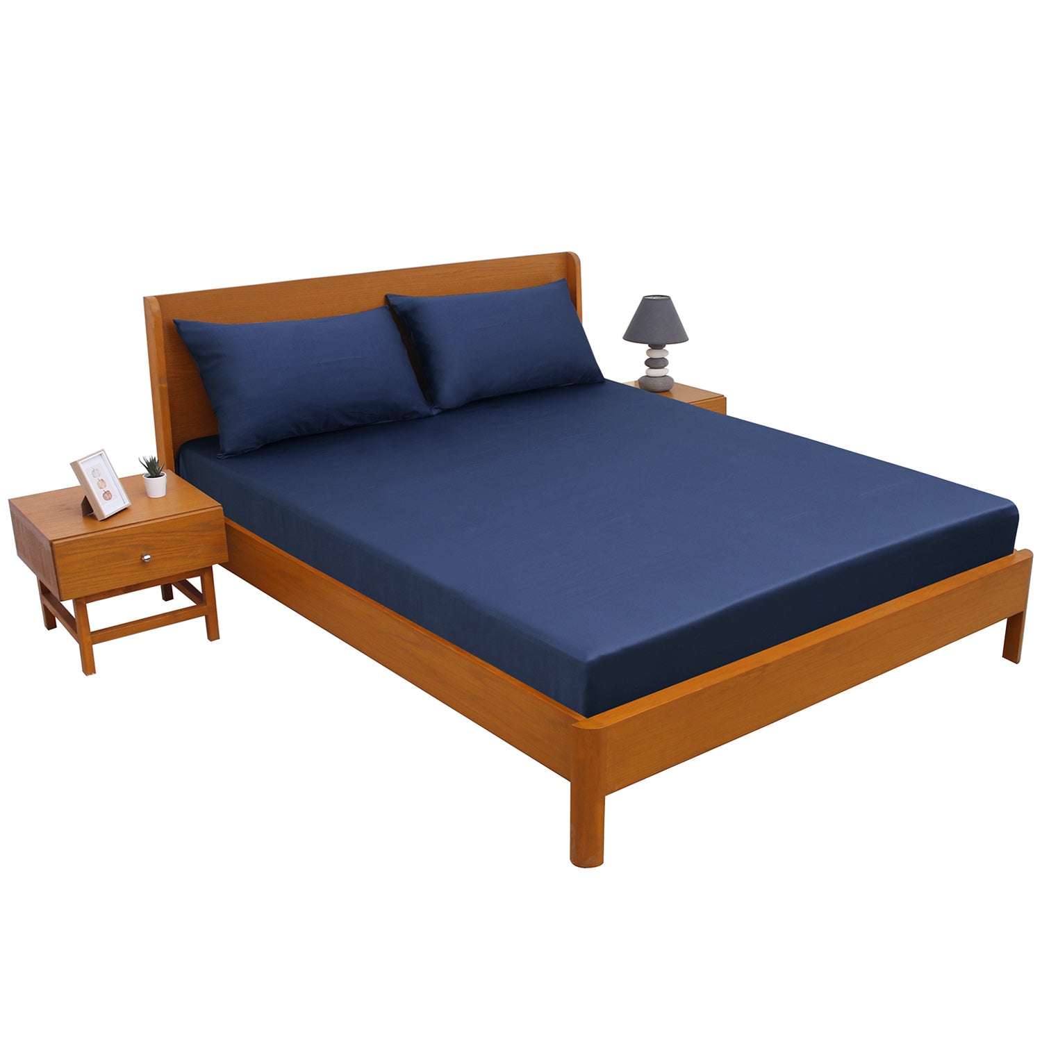 Navy Blue Dyed Double Bed Sheet – 96 x 102 Inches | Premium Soft Fabric, Colorfast & Elegant Finish - Habitt