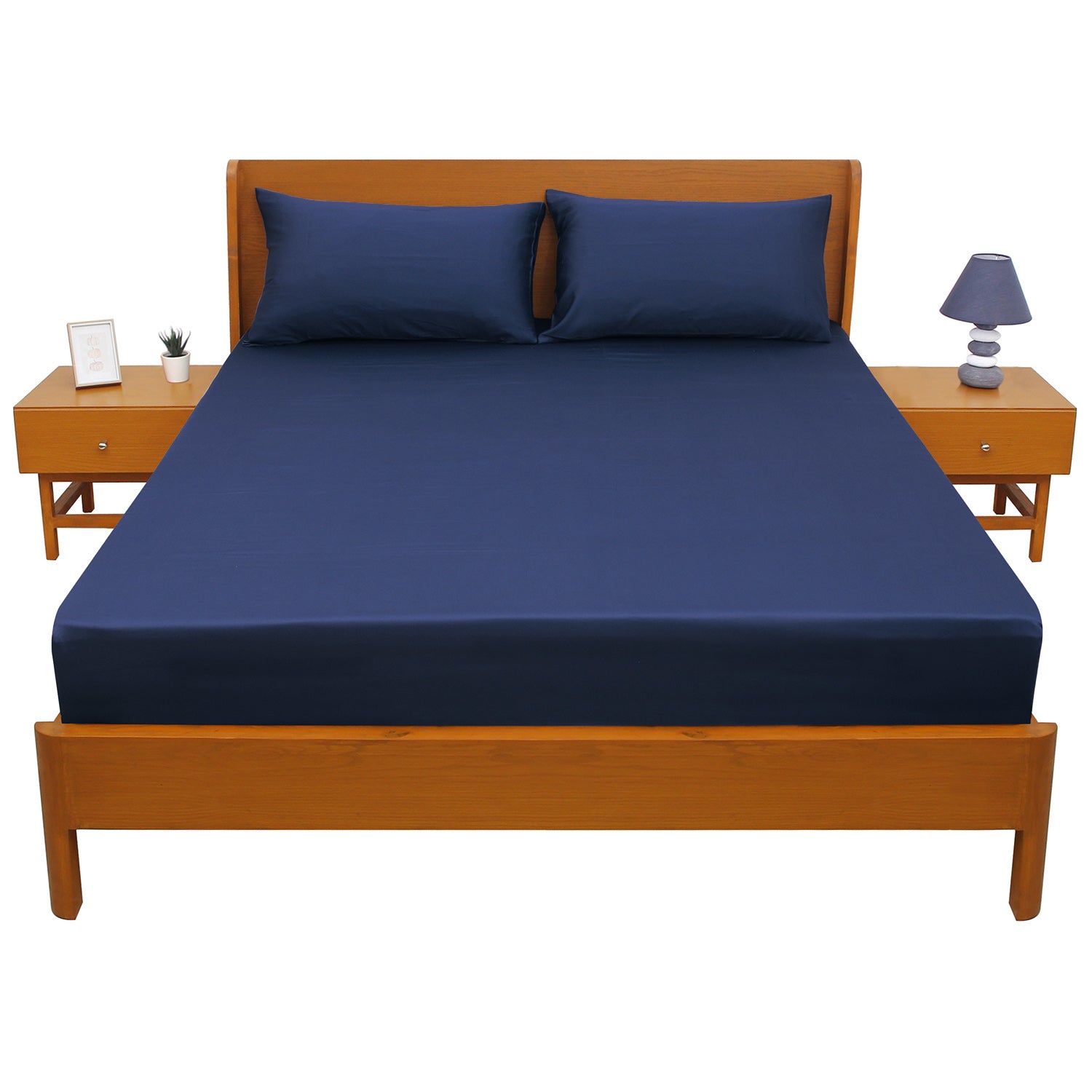Navy Blue Dyed Double Bed Sheet – 96 x 102 Inches | Premium Soft Fabric, Colorfast & Elegant Finish - Habitt