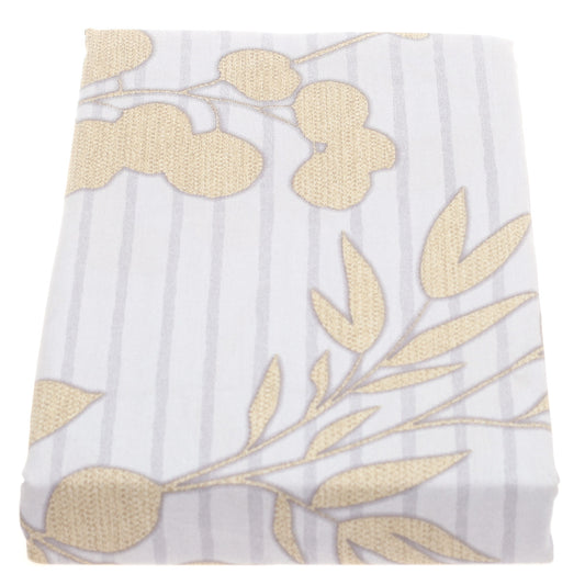 Beige Floral Double Bed Sheet – 96x102" | Satin Finish
