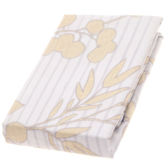 Beige Floral Double Bed Sheet – 96x102" | Satin Finish