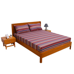 Multi-Colored Striped Double Bed Sheet with Pillow Covers cotton – 96x102 Inches