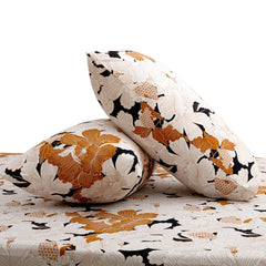 Brown Floral Double Bed Sheet – 90x100 Inches with 2 Pillow Covers
