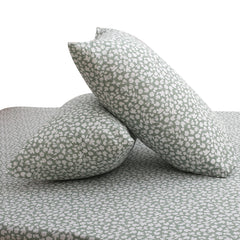 Grey Small Leaf Double Bed Sheet – 90x100 Inches with 2 Pillow Covers