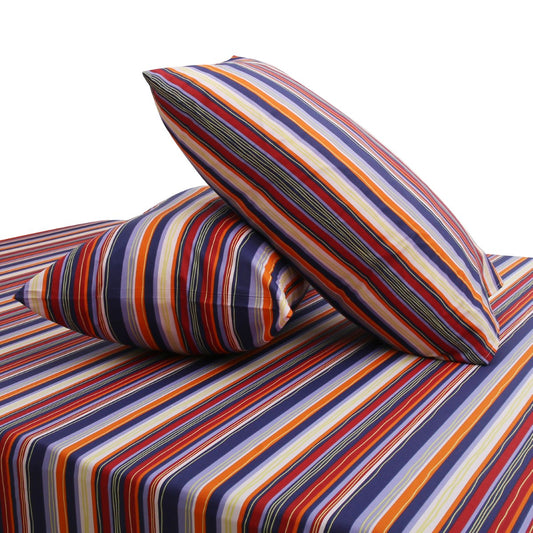 Medium Stripes Colorful Double Bed Sheet – 90x100 Inches with 2 Pillow Covers