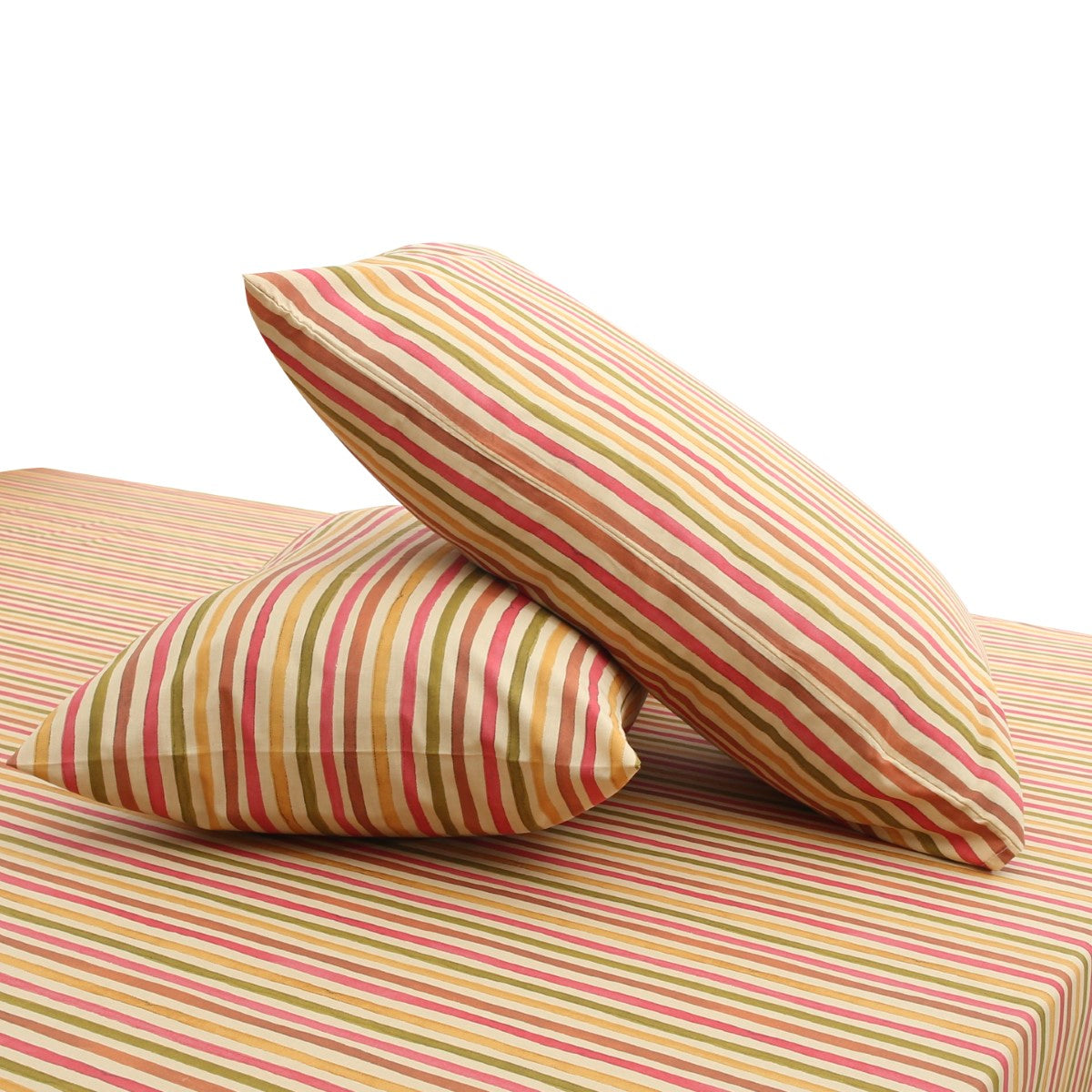 Slim Stripes Colorful Double Bed Sheet – 90x100 Inches with 2 Pillow Covers