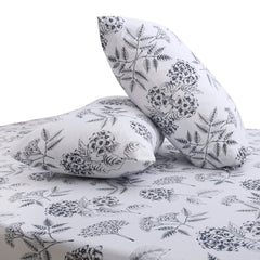 White & Black Gardenia Double Bed Sheet – 90x100 Inches with 2 Pillow Covers - Habitt