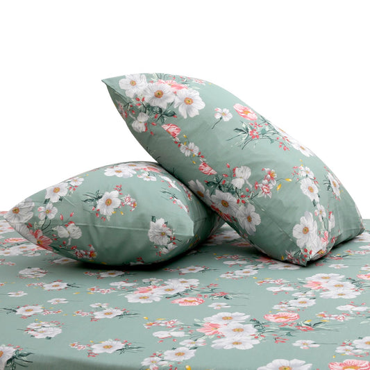 Blue Floral Double Bed Sheet – 96x102"