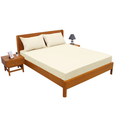 Beige Dyed Double Bed Sheet 96x102" – Dyed Percale