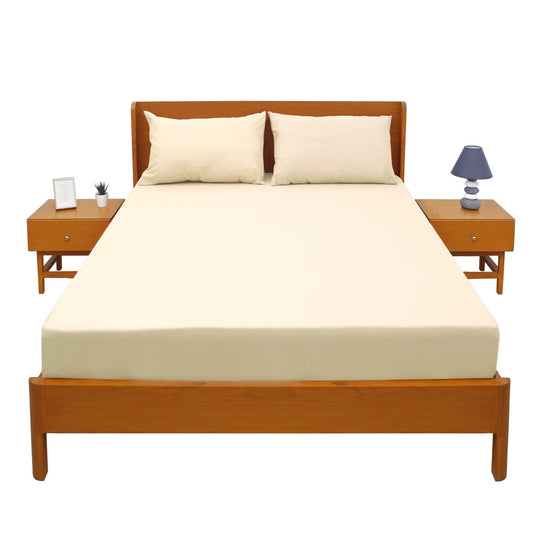 Beige Dyed Double Bed Sheet 96x102" – Dyed Percale