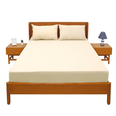Beige Dyed Double Bed Sheet 96x102" – Dyed Percale
