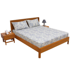 Blue Floral Double Bed Sheet 96x102" – Rotary Printing Percale