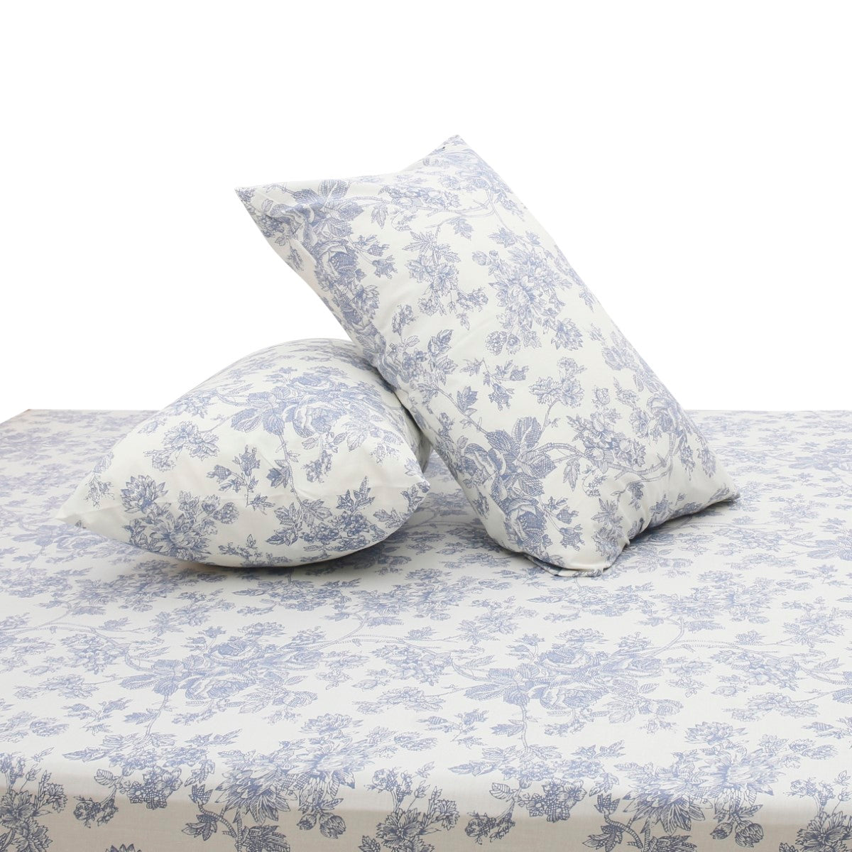 Blue Floral Double Bed Sheet 96x102" – Rotary Printing Percale