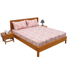Pink Floral Double Bed Sheet 96x102" – Rotary Printing Percale