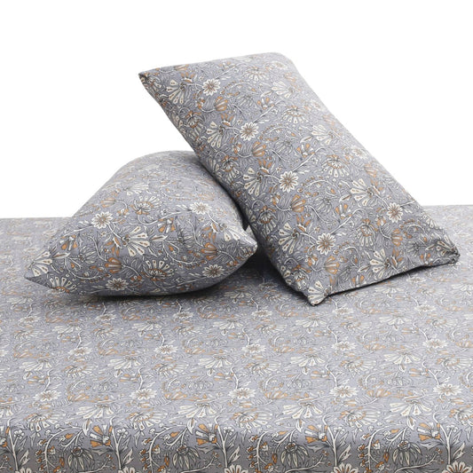 Block Floral Double Bed Sheet 96x102" – Rotary Printing Percale