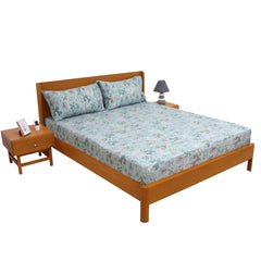 Floral Blues Double Bed Sheet 96x102" – Rotary Printing Percale