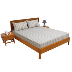 Grey Linear Double Bed Sheet 96x102" – Rotary Printing Percale