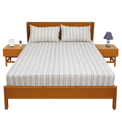 Grey Linear Double Bed Sheet 96x102" – Rotary Printing Percale
